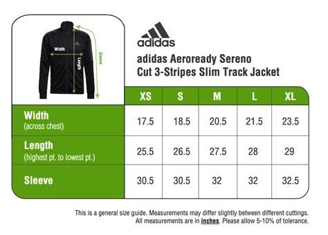adidas track jacket size chart
